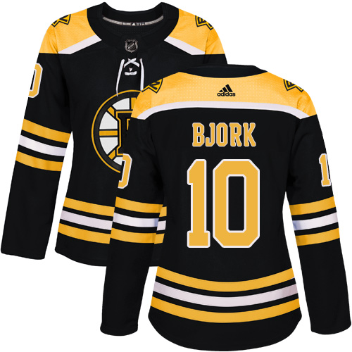 Adidas Boston Bruins #10 Anders Bjork Black Home Authentic Women Stitched NHL Jersey